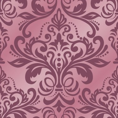 Damask çiçeksiz arkaplan deseni. Vektör illüstrasyonu