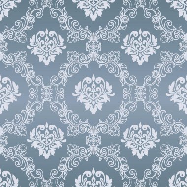 Sorunsuz arka plan Barok tarzında mavi renk. Damas