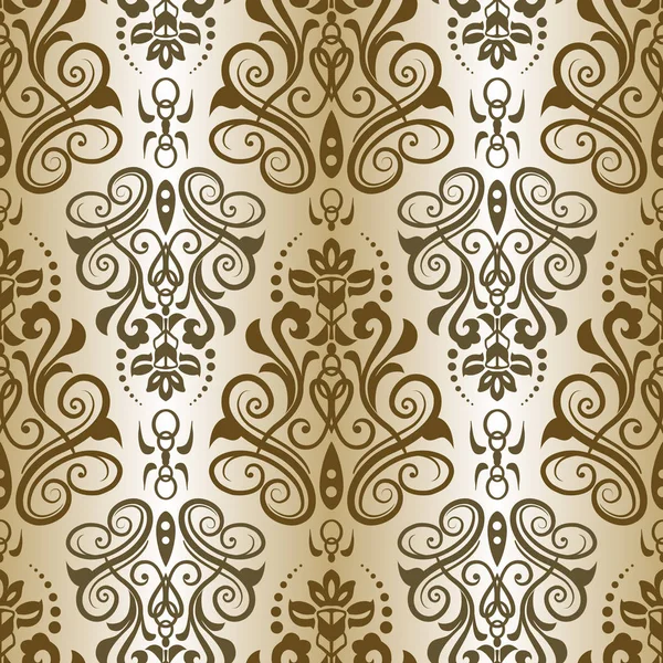 ダマスク織の飾りとのシームレスなパターン。ダマスク織の壁紙。クラシック — ストックベクタ