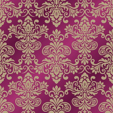 Damasko süsleme ile Seamless modeli. Vektör çizim. Clas