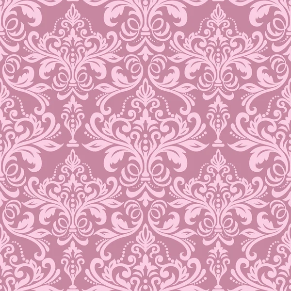 Patrón de fondo de pantalla sin costura rosa. Patrón clásico vintage. Damasco — Vector de stock