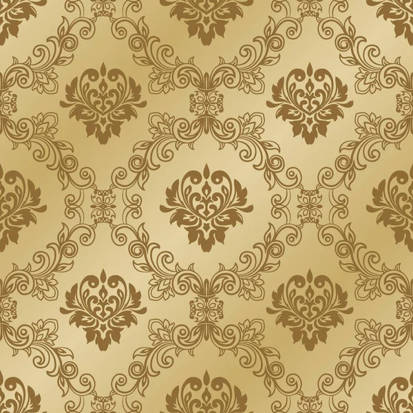 Gold seamless wallpaper pattern. Damask wallpaper — Stock Vector