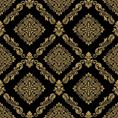 Damasko süsleme ile Seamless modeli. Vektör vintage çiçek deniz