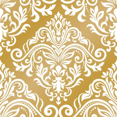 Damasko süsleme ile Seamless modeli. Vektör vintage çiçek deniz