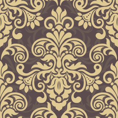 Damasko süsleme ile Seamless modeli. Vektör vintage çiçek deniz