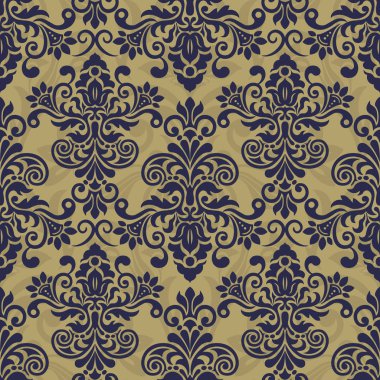 Sorunsuz vektör Barok desen. Damasko duvar kağıdı. Sorunsuz patt
