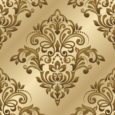 Damasko süsleme ile Seamless modeli. Vektör vintage çiçek deniz