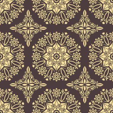 Vektör damasko Dikişsiz desen arka plan. Klasik vintage esen