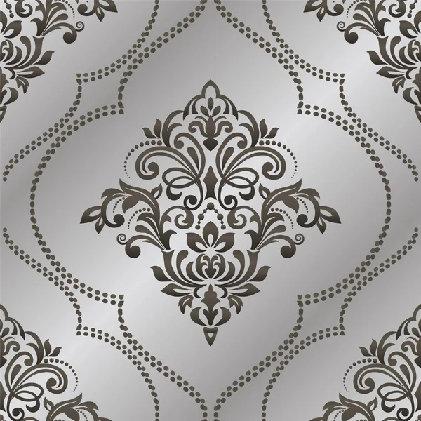 Seamless background of silver color in the style of baroque. Vec — Stock Vector