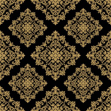 Damasko süsleme ile Seamless modeli. Vektör vintage çiçek deniz