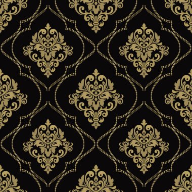 Vector vintage çiçeksiz desen elementi. Damask duvar kağıdı