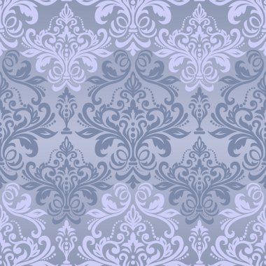 Sorunsuz arka plan Barok tarzında mavi renk. Damas