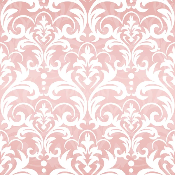 ピンクのシームレスな壁紙パターン。クラシックなビンテージ パターン。ダマスク織 — ストックベクタ