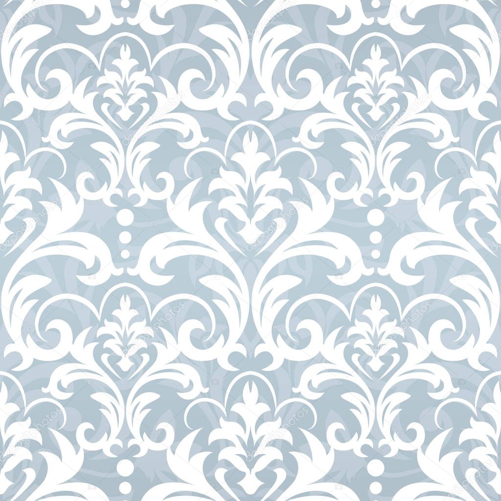 blue seamless wallpaper pattern. Classic vintage pattern. Damask