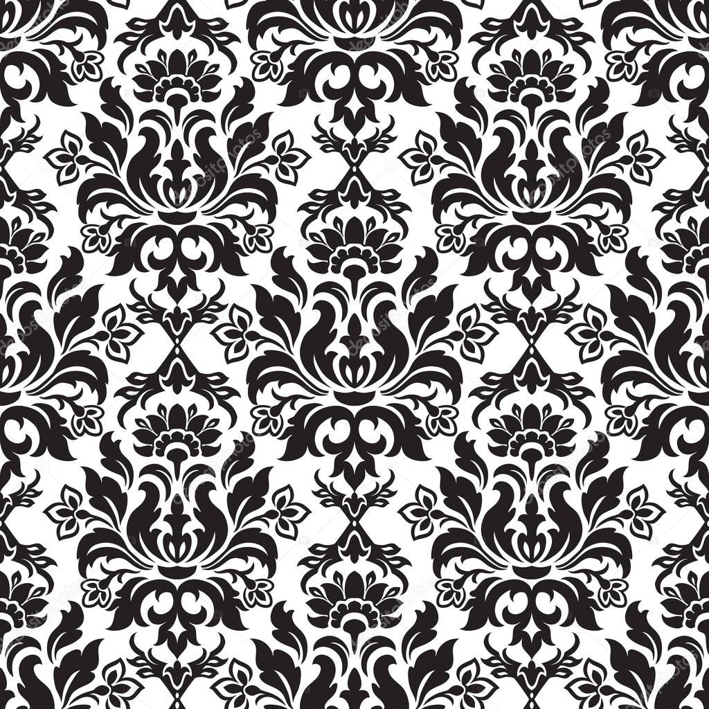 Vector vintage floral seamless pattern element. Vector damask se