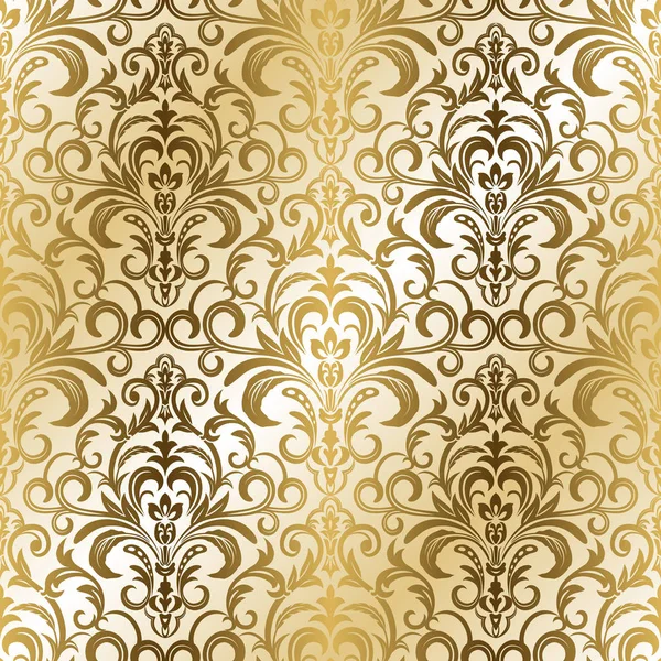 Fond sans couture de couleur or dans le style baroque. Seaml — Image vectorielle