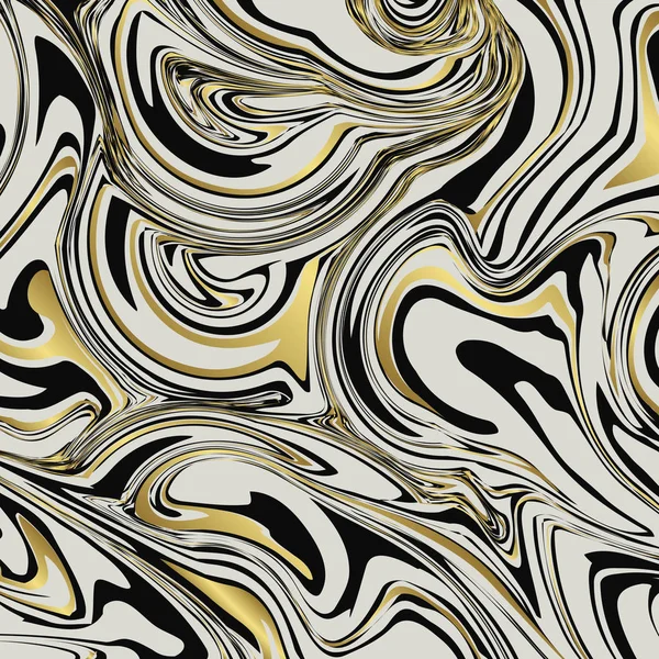 Liquid marble texture design, colorful marbling surface, golden — ストックベクタ