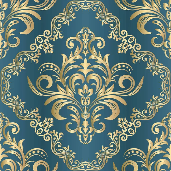 Damast Wallpaper. Vintage patroon. Vector naadloze grens in Vic — Stockvector