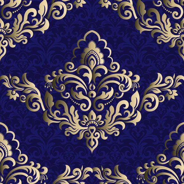 Бесшовный Рисунок Дамасским Орнаментом Векторное Винтажное Цветочное Море — стоковый вектор