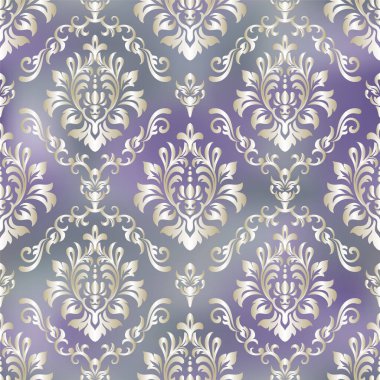 Şam, tasarım için kusursuz desen. Vektör İllüstrasyonu. Mor, lavanta. 