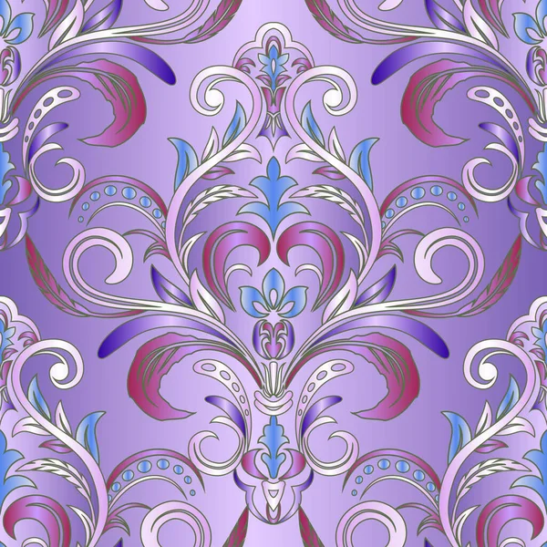 Damask Seamless Pattern Design Vector Illustration Purple Lavender Seamless Background — Stock Vector
