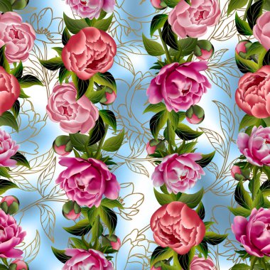 Çiçeksiz desenli arka plan. Çiçekli eski duvar kâğıdı. Mavi renk