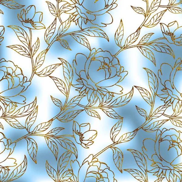 Seamless pattern with floral background. Floral vintage wallpaper. Blue color