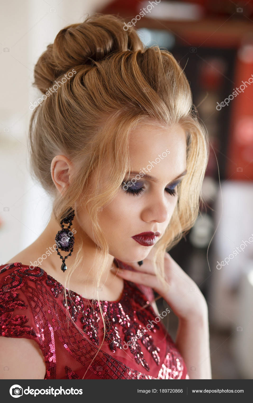 Beautiful Sexy Young Woman With Long Hair And Pretty Face Make Up