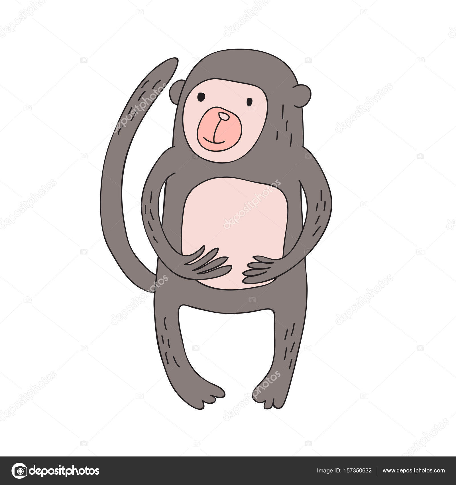 Personagem de macaco de desenho animado bonito, vetor isolado