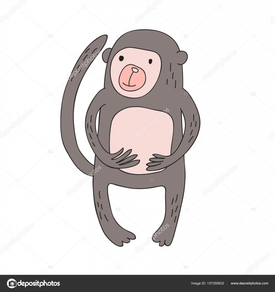 Design Simples Plana Macaco Desenho Animado Ícone Ilustração