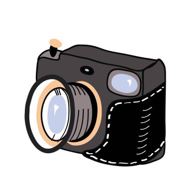 Retro fotoğraf makinesi. Vektör çizim, üzerinde beyaz izole.