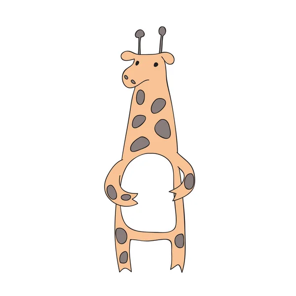 Carino personaggio giraffa cartone animato, vettore isolato illustrazione in stile semplice . — Vettoriale Stock