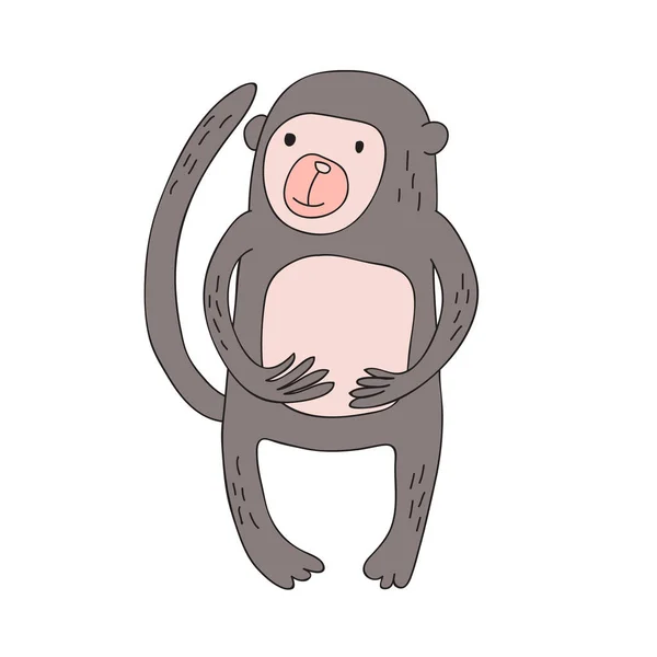 Mignon personnage de singe dessin animé, illustration vectorielle isolée dans un style simple . — Image vectorielle