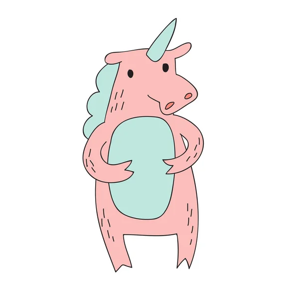 Mignon personnage de licorne de dessin animé, illustration vectorielle isolée dans un style simple . — Image vectorielle