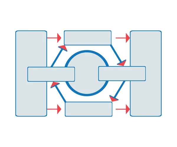 Diagramma del flusso di lavoro, algoritmo di lavoro o struttura dell'organizzazione. Illustrazione vettoriale, isolata su bianco . — Vettoriale Stock