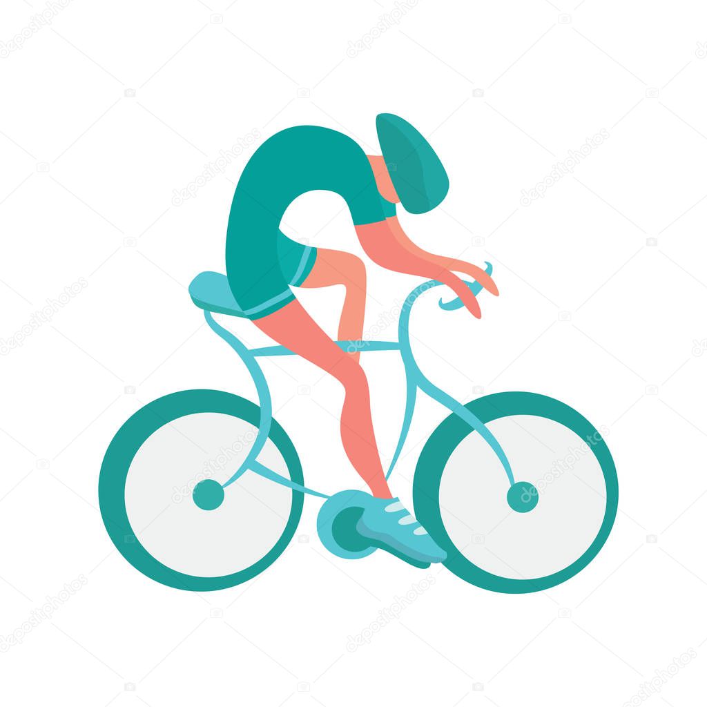 Cyclist icon. Bicycling vector illustration, isolated on white.