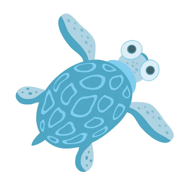 Cute sea turtle. Vector illustration, isolated on white background. — Stock Vector