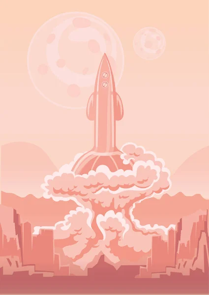 Startu rakety kosmické lodi. Vektorové ilustrace. — Stockový vektor