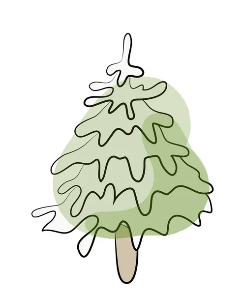Green fir tree sketch. Vector illustration, isolated on white. — Stock Vector