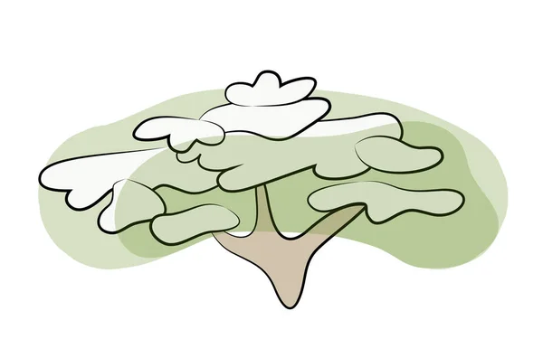Эскиз зеленого дерева. Векторная иллюстрация, изолированная на белом . — стоковый вектор