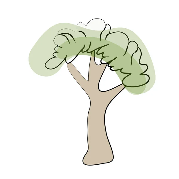Uno schizzo di albero verde. Illustrazione vettoriale, isolata su bianco . — Vettoriale Stock
