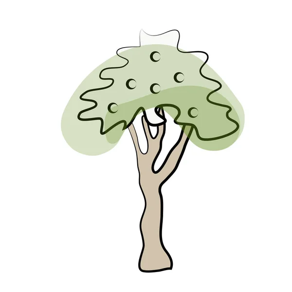 Croquis d'arbre vert. Illustration vectorielle, isolée sur blanc . — Image vectorielle