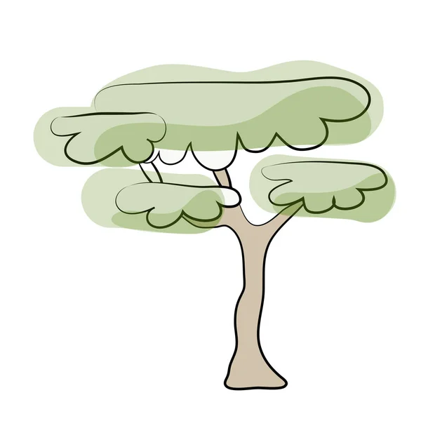 Croquis d'arbre vert. Illustration vectorielle, isolée sur blanc . — Image vectorielle