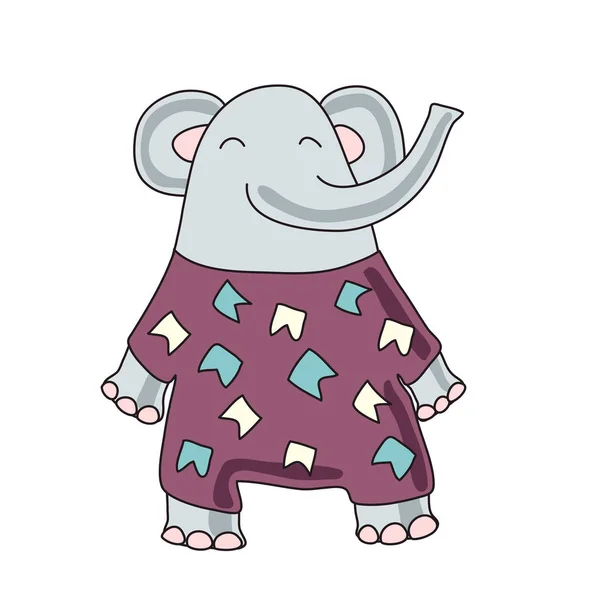Niedlichen Cartoon Elefant Charakter, Vektor isolierte Illustration in einfachen Stil. — Stockvektor