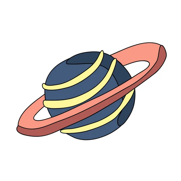 Saturno planeta com anel. Ilustração vetorial em estilo doodle simples, isolado em branco . — Vetor de Stock