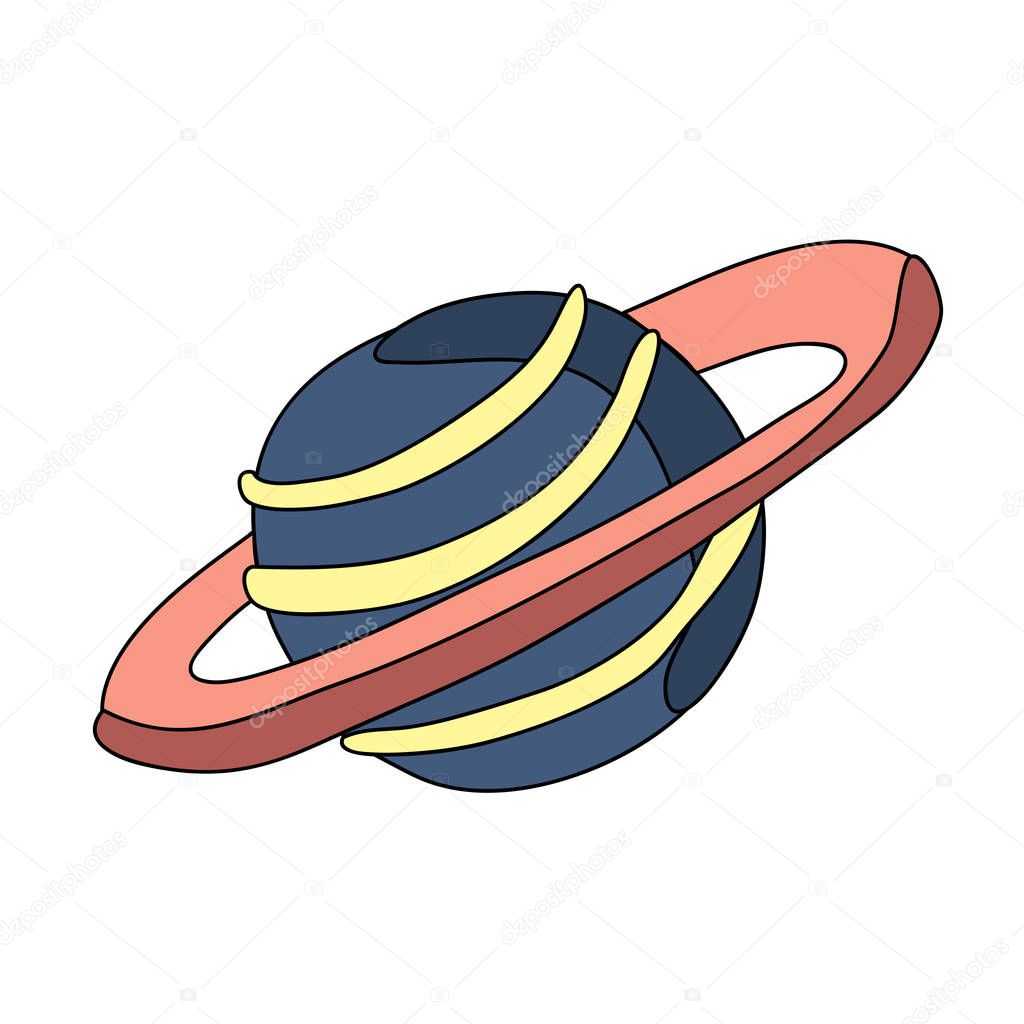 Saturn planet with ring. Vector illustration in simple doodle style, isolated on white.