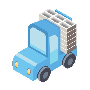 Küçük kamyon. Vektör çizim izometrik projeksiyon, beyaz arka plan üzerinde izole.