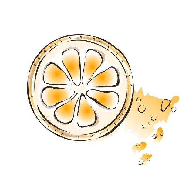 Tranche d'orange juteuse. Illustration vectorielle, isolée sur blanc . — Image vectorielle