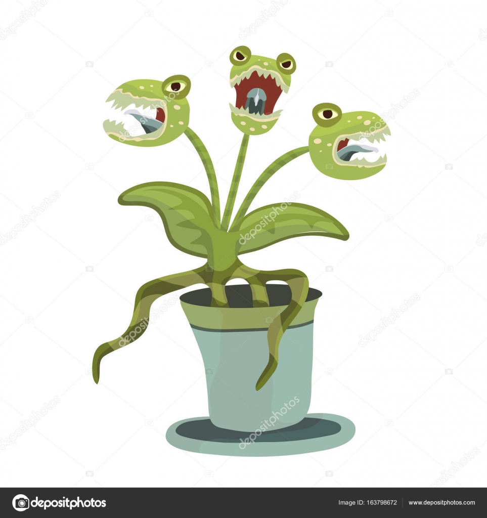 Plante carnivore dans un pot Illustration vectorielle pour l Halloween isolée sur blanc