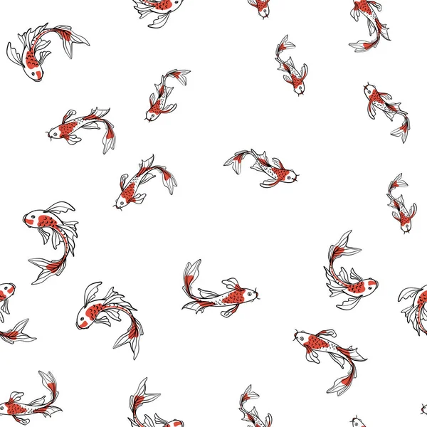 Motif oriental sans couture avec carpes japonaises koï. Fond asiatique, illustration vectorielle . — Image vectorielle